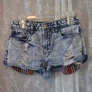 High waisted jean shorts